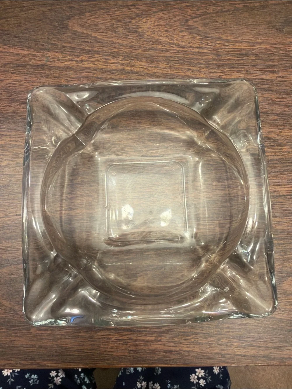 Source Unknown Clear Glass Square Ashtray